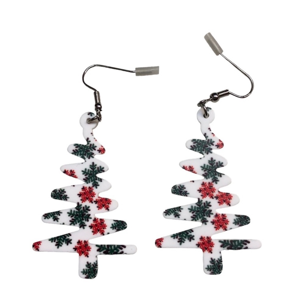 UNBRANDED Festive ABSTRACT Christmas Tree With Snowflakes Earrings